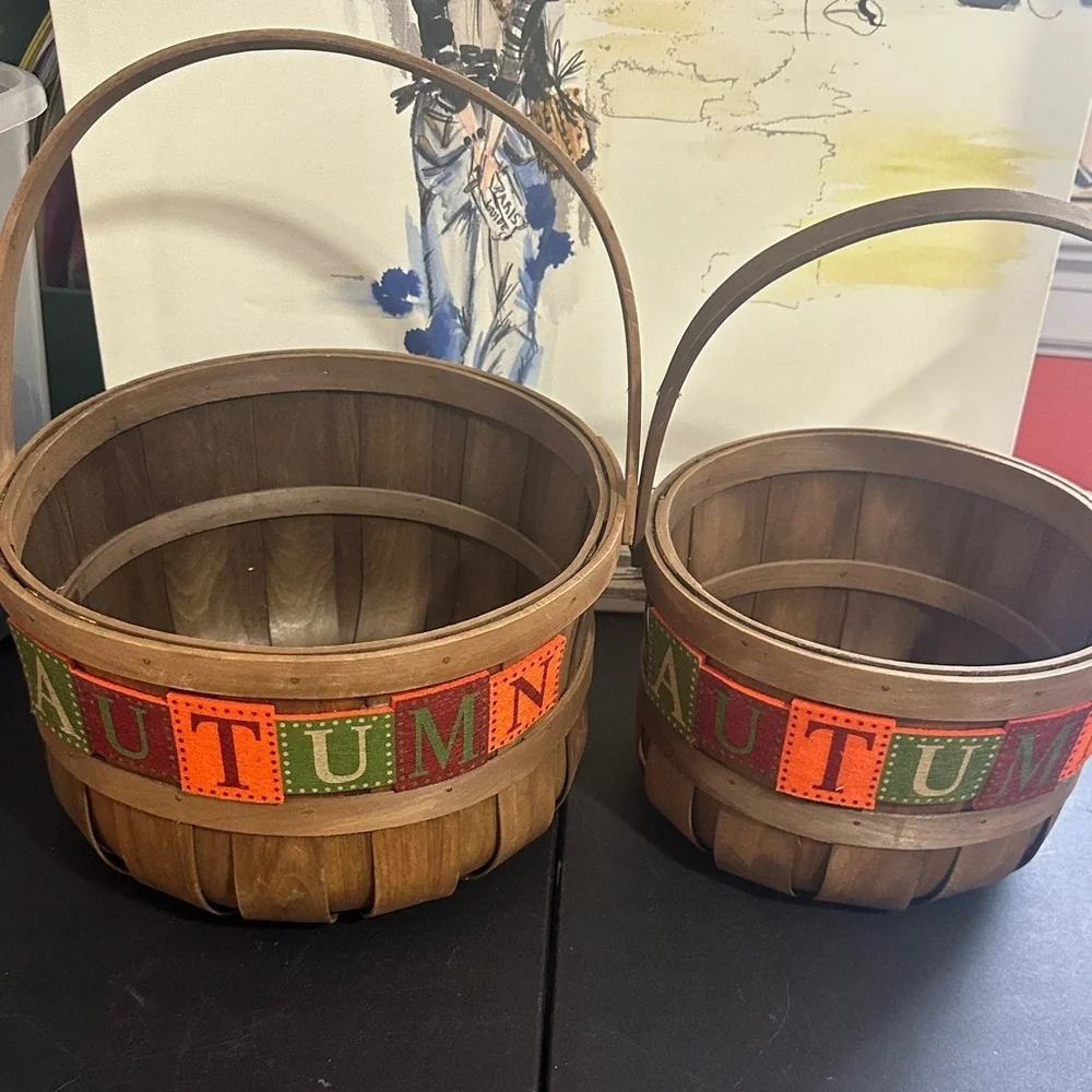 Autumn egg baskets with handle set of 2